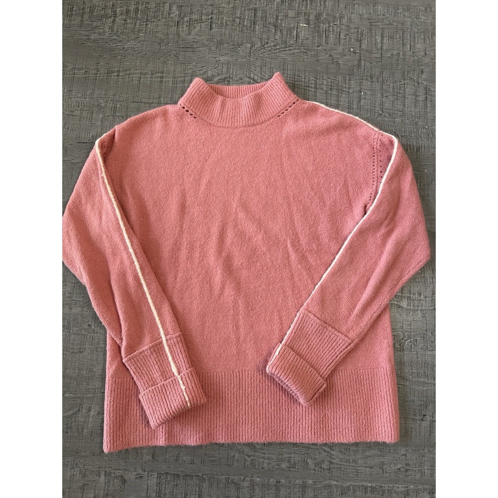 Halogen XS Pink Mock Neck Sweater Long Sleeve Ribbed Hem Women's Pullover
